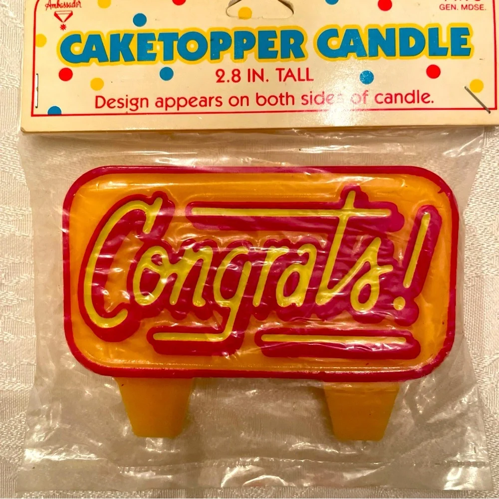CONGRATS Vintage Sign Caketopper Candle new Congratulations on Amazon Fallout